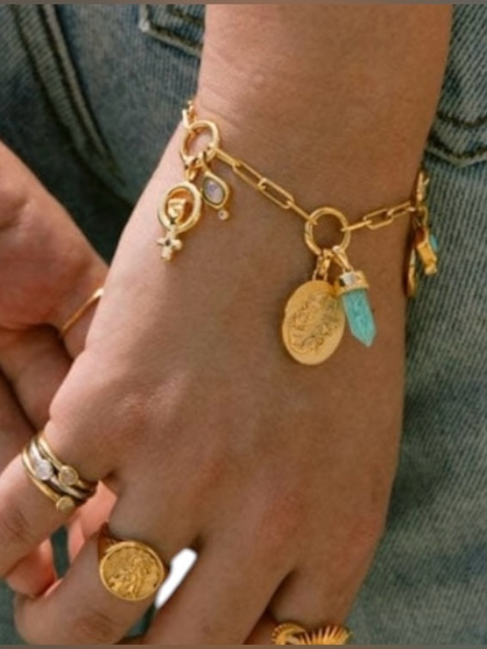 Awe Inspired The Charm Collector Gold Vermeil Paperclip Chain Bracelet
